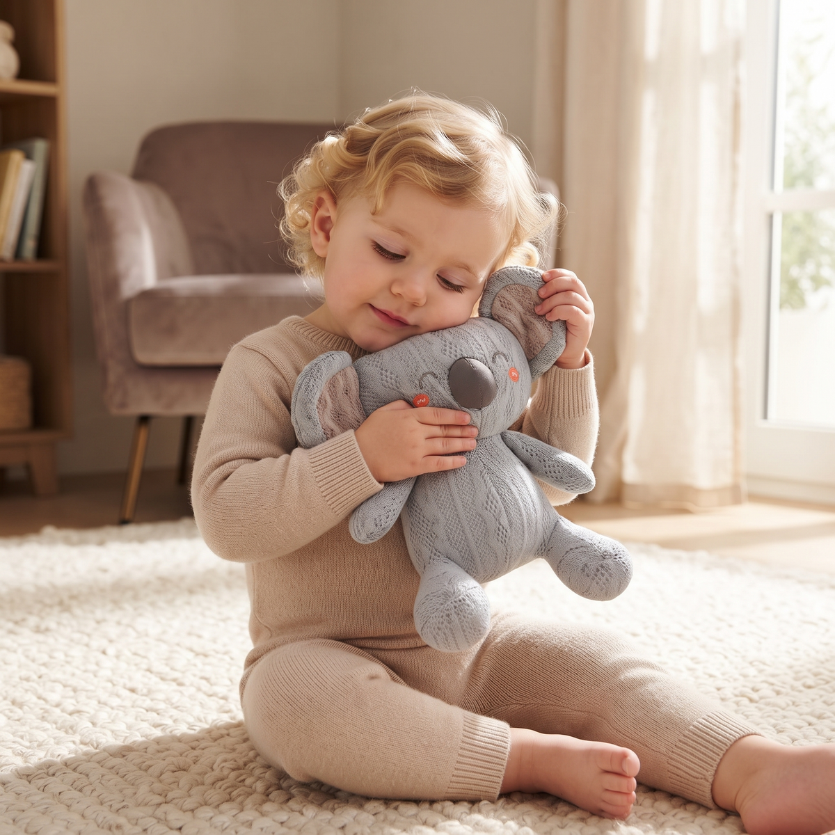 Gebreide koala knuffel blauwgrijs 20 cm
