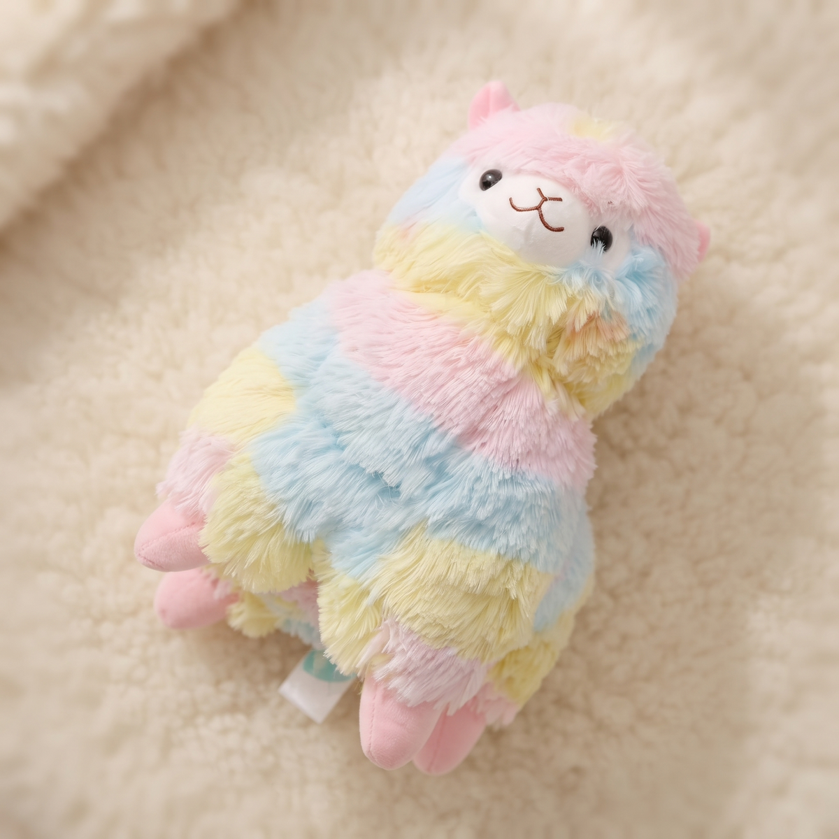 Veelkleurige regenboog lama knuffel 10 cm