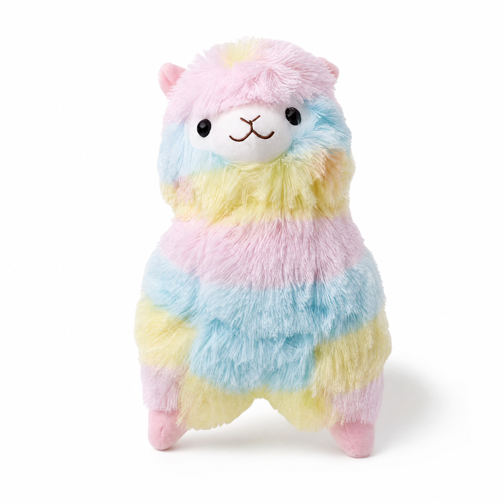 Veelkleurige regenboog lama knuffel 10 cm