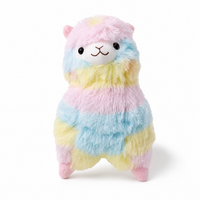 Veelkleurige regenboog lama knuffel 10 cm