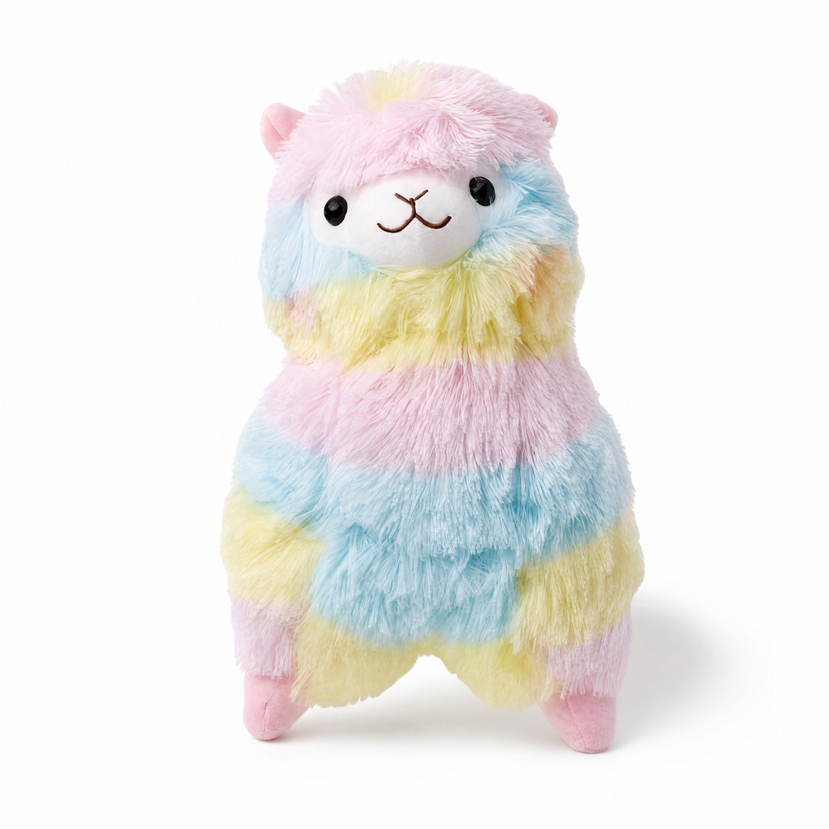 Veelkleurige regenboog lama knuffel 10 cm