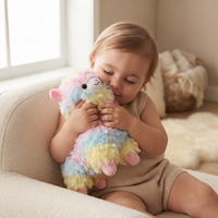 Veelkleurige regenboog lama knuffel 10 cm