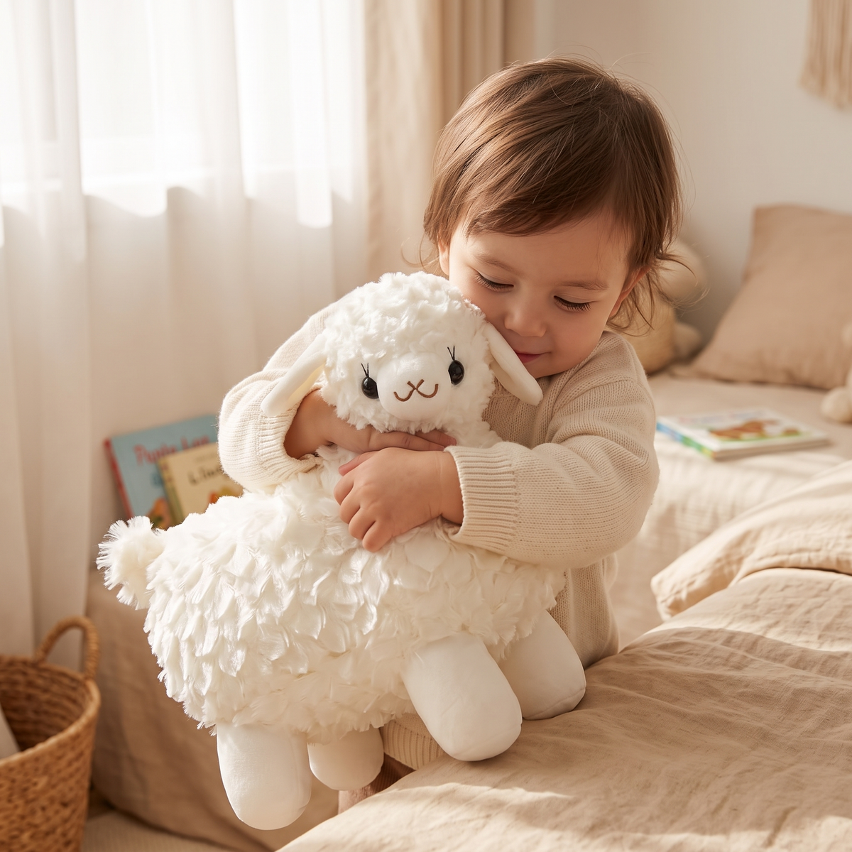Wit baby lama knuffeldoekje 20 cm