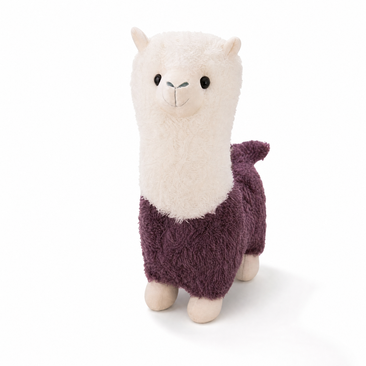 Tweekleurige lama knuffel paars en crème 28 cm