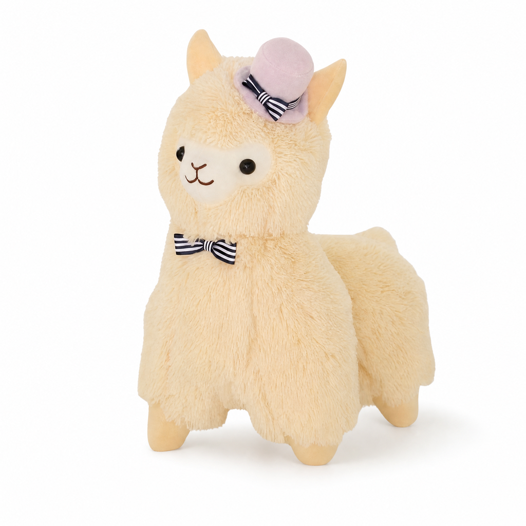 Lama knuffel met hoed en vlinderstrik
