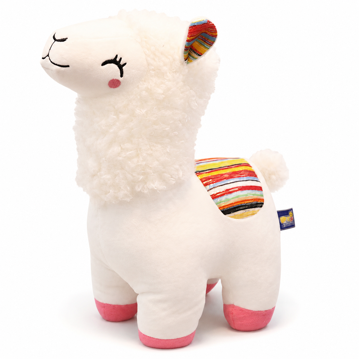 Kleurrijke lama knuffel met krullende manen