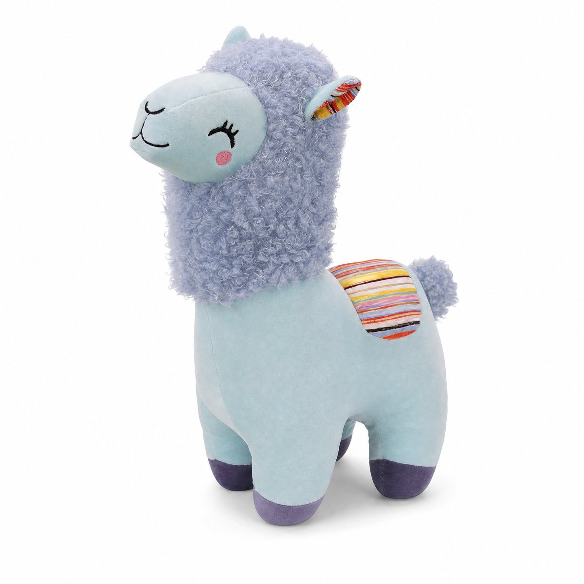 Kleurrijke lama knuffel met krullende manen