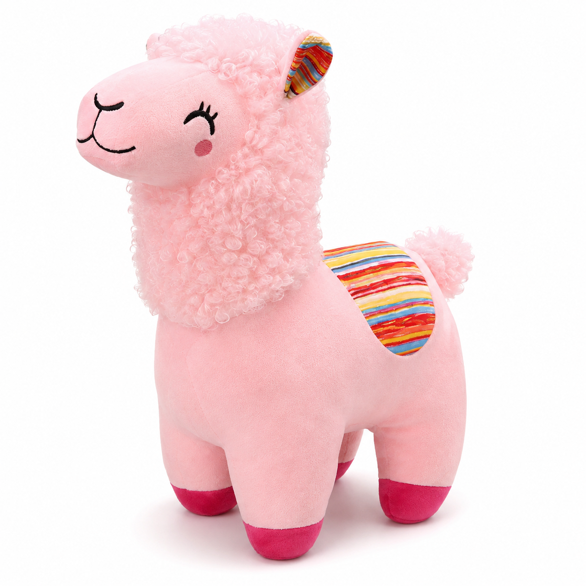 Kleurrijke lama knuffel met krullende manen