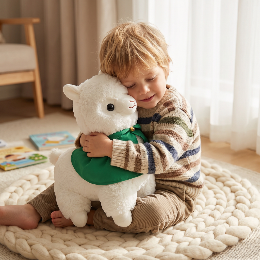 Tovenaar lama knuffel met groene cape