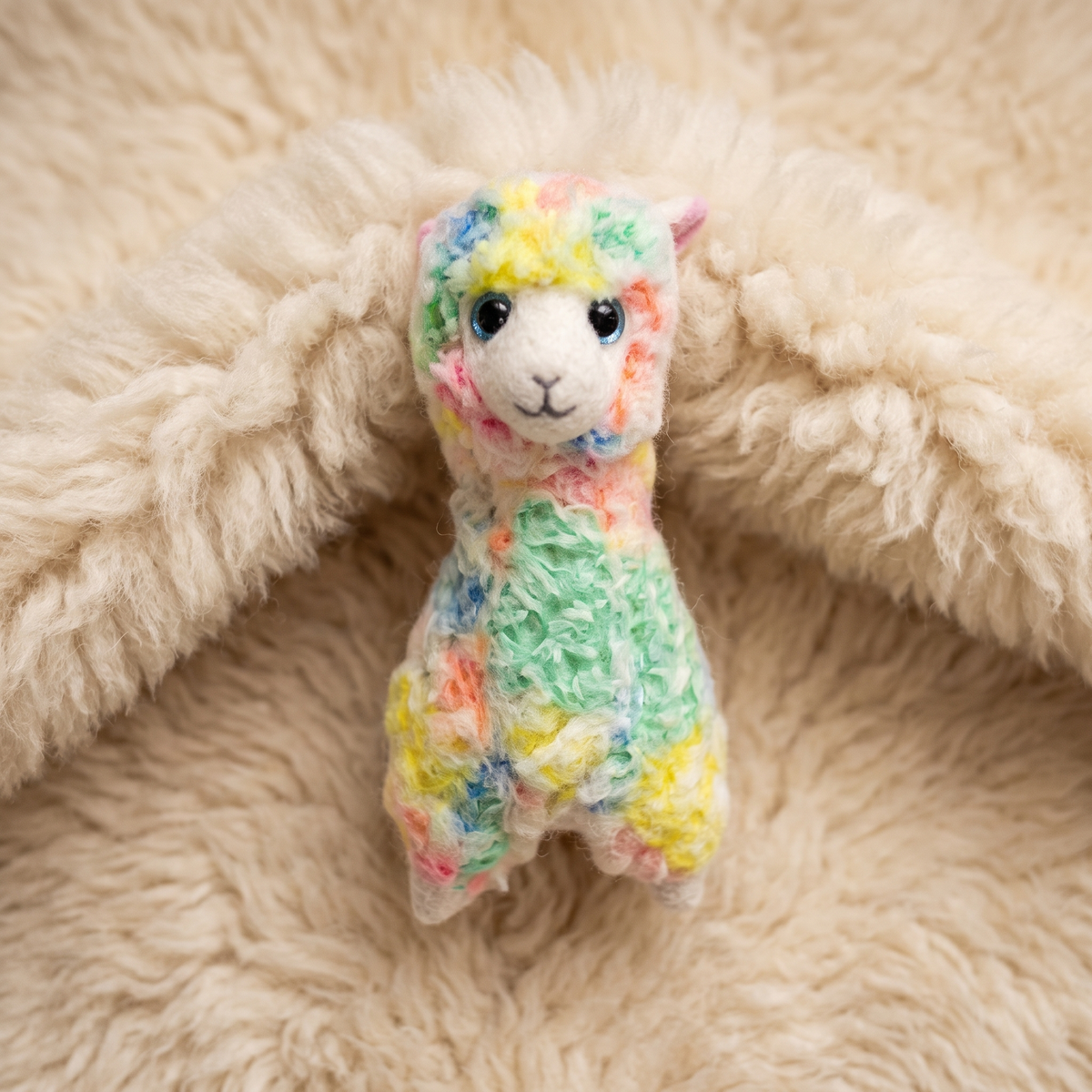 Veelkleurige lama knuffel 15 cm