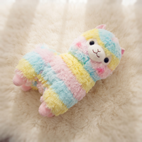 Veelkleurige regenboog lama knuffel 25 cm