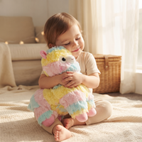 Veelkleurige regenboog lama knuffel 25 cm