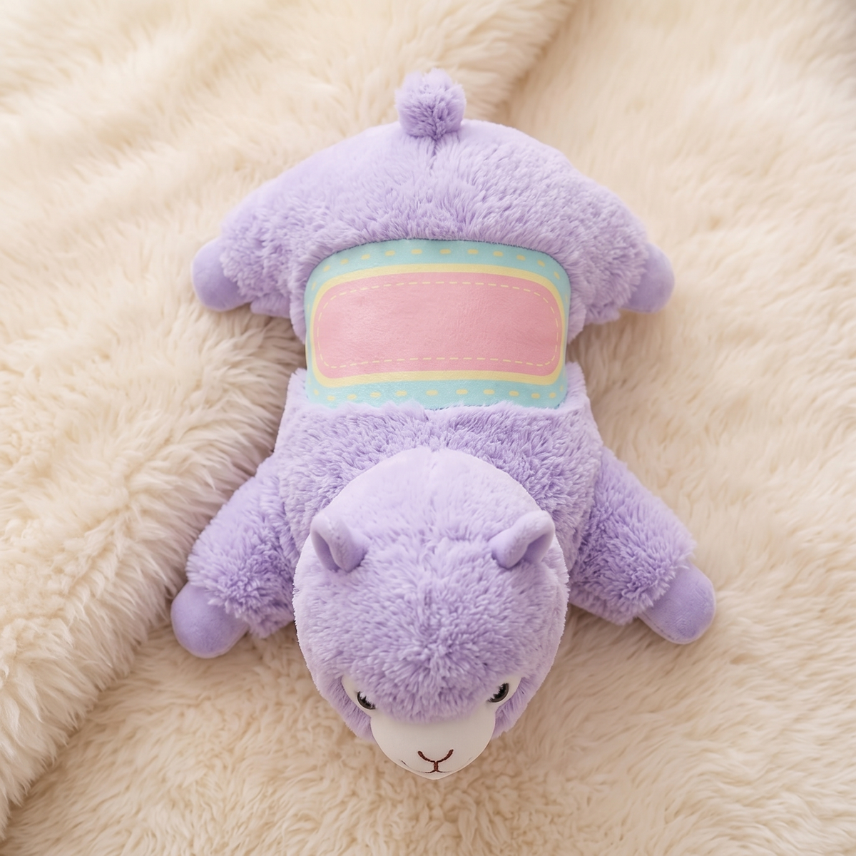 Roze regenboog lama knuffel 35 cm