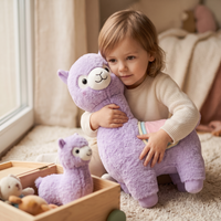 Roze regenboog lama knuffel 35 cm
