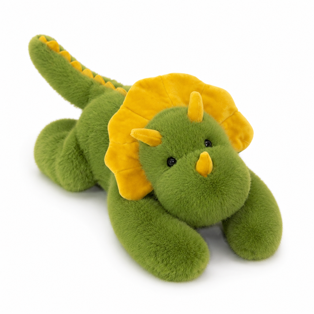 Verzwaarde groene triceratops dinosaurus knuffel