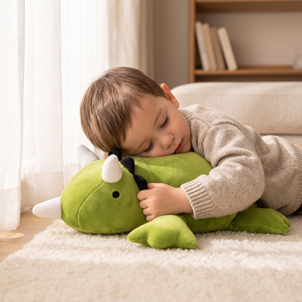 Verzwaarde groene dinosaurus knuffel