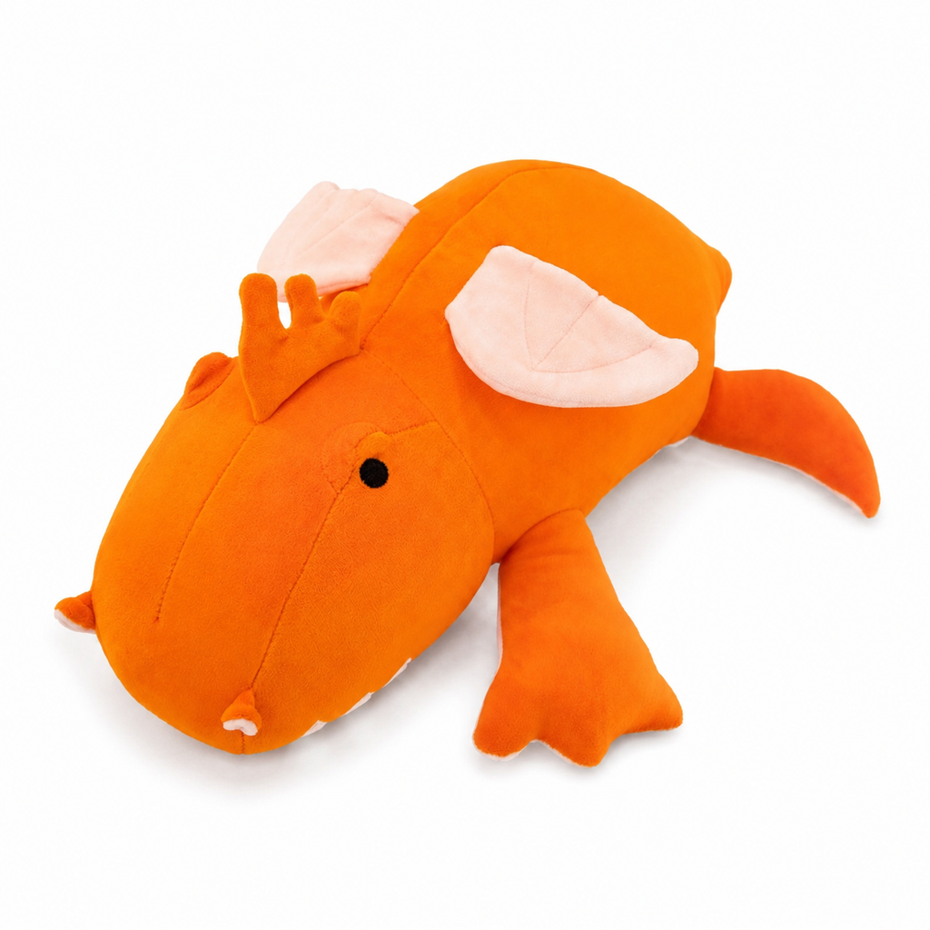 Verzwaarde oranje draak knuffel