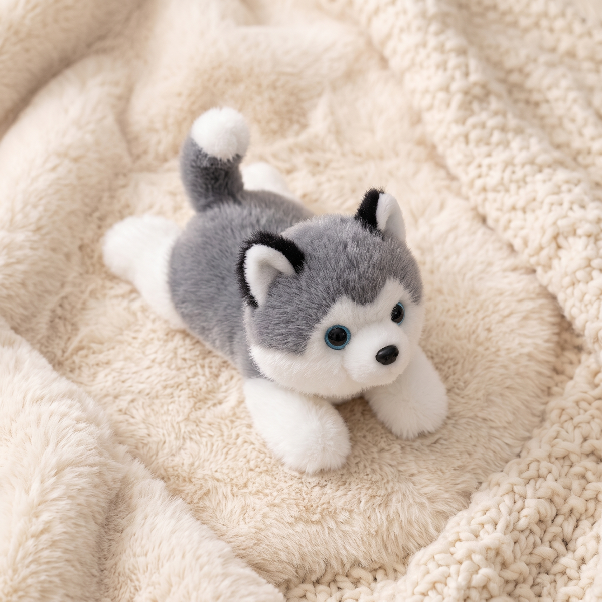 Verzwaarde husky knuffel grijs en wit