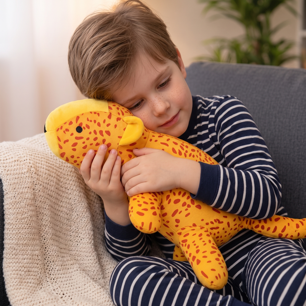 Verzwaarde gele luipaard knuffel