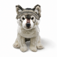 Realistische zittende wolf knuffel 27 cm