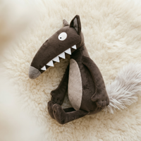 Tekenfilm wolf knuffel met grote tanden