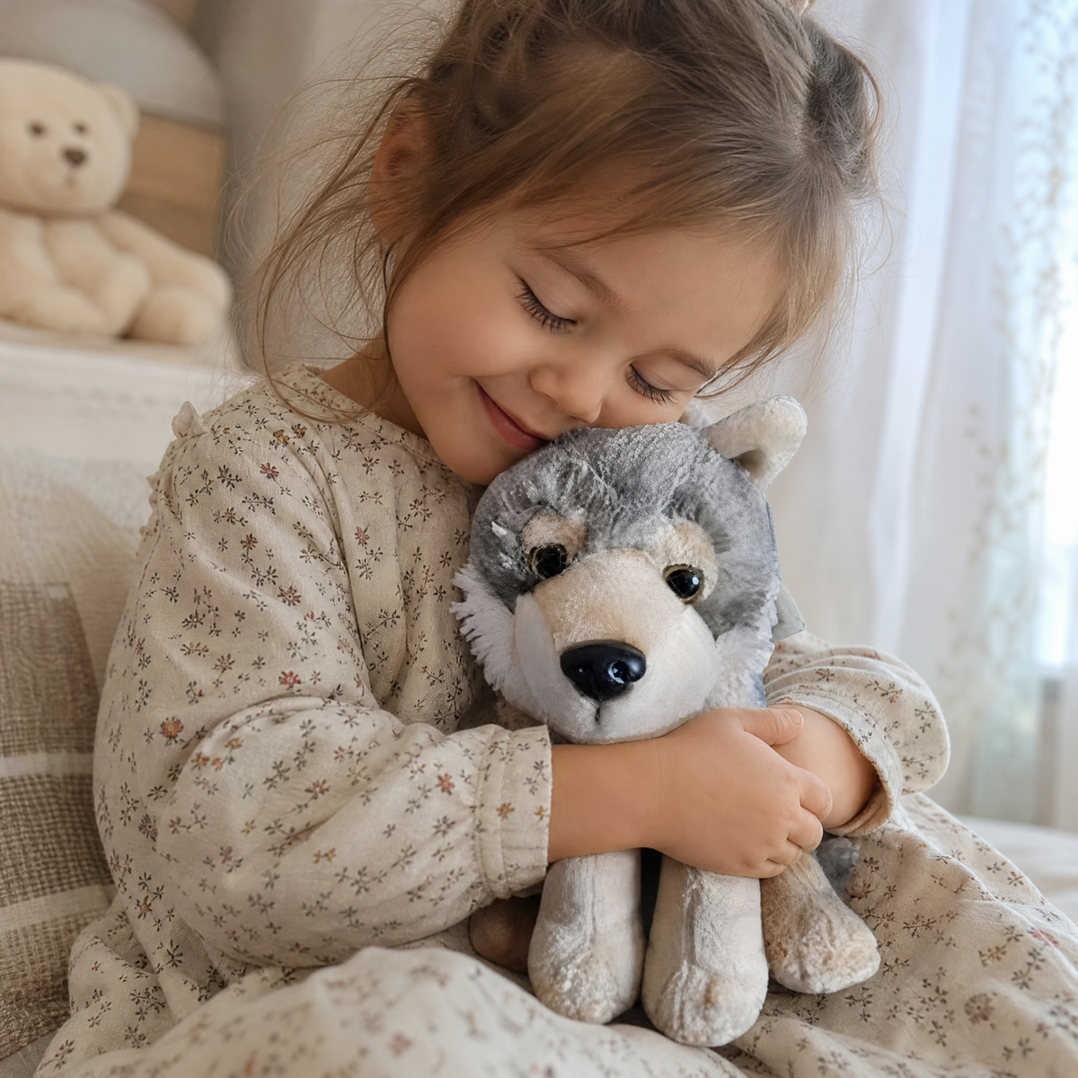 Schattige grijze wolf knuffel 20 cm