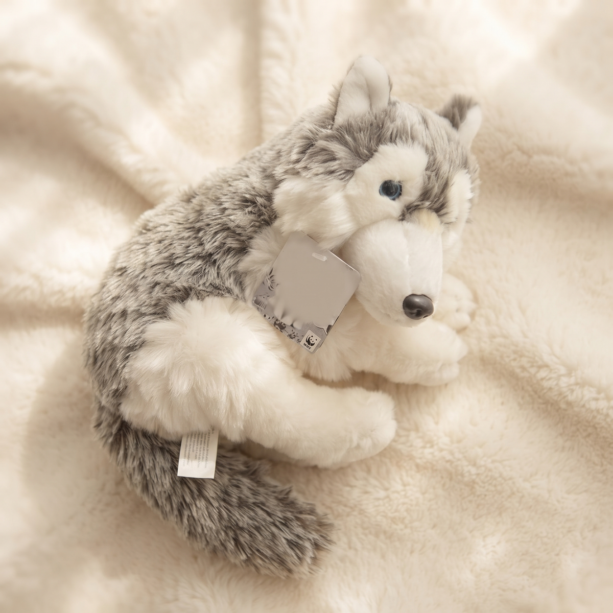 Grijze Siberische wolf knuffel 28 cm