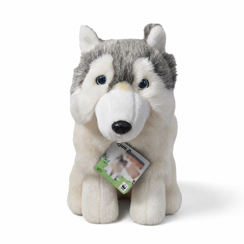 Grijze Siberische wolf knuffel 28 cm