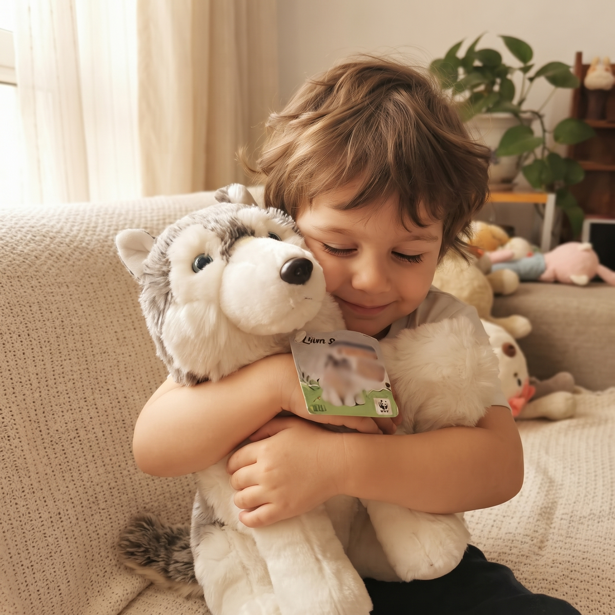 Grijze Siberische wolf knuffel 28 cm