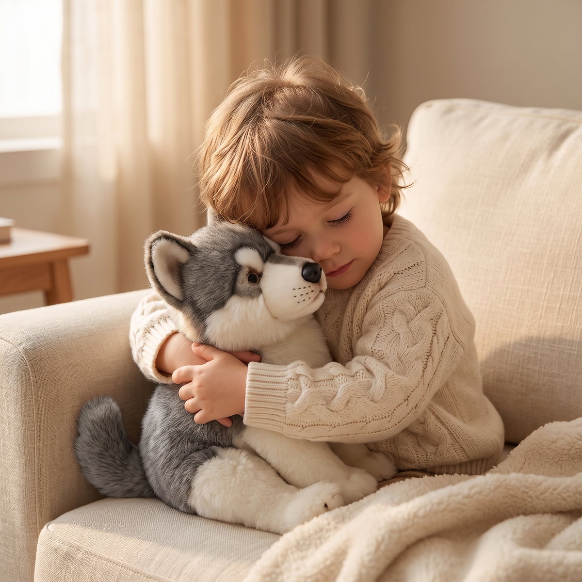 Grijs-witte wolf knuffel 38 cm
