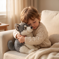Grijs-witte wolf knuffel 38 cm