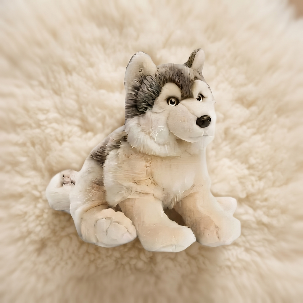 Realistische grijze wolf knuffel 30 cm