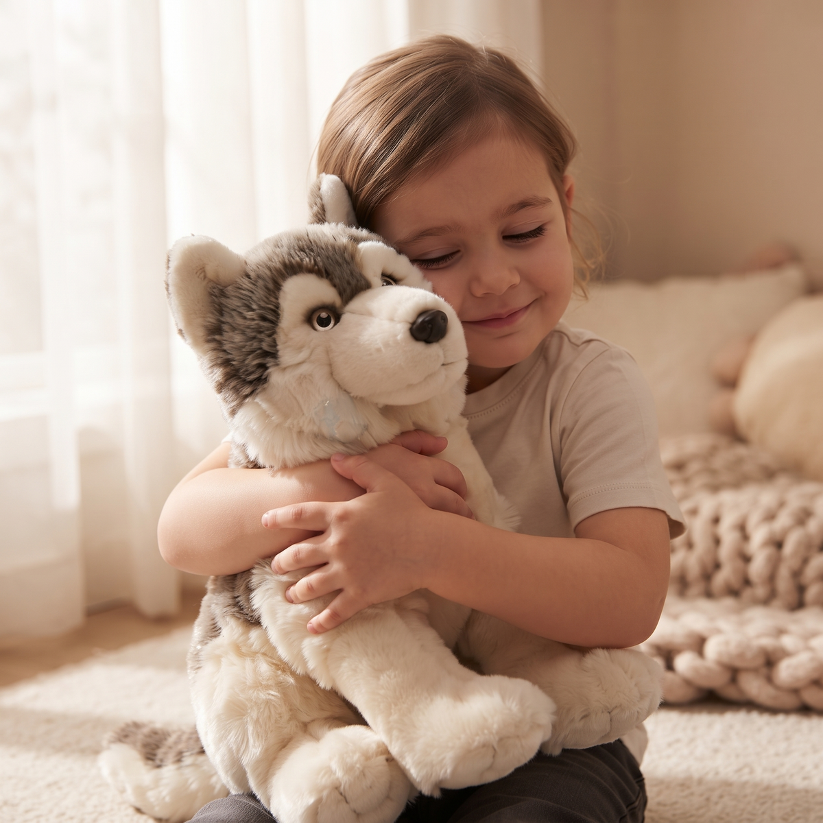 Realistische grijze wolf knuffel 30 cm