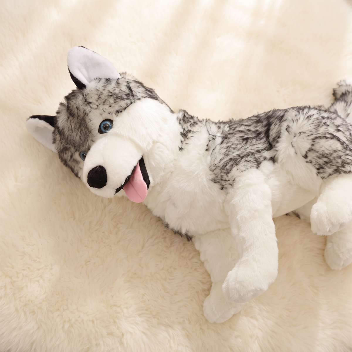 Grijze husky wolf knuffel 53 cm