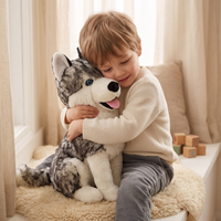 Grijze husky wolf knuffel 53 cm