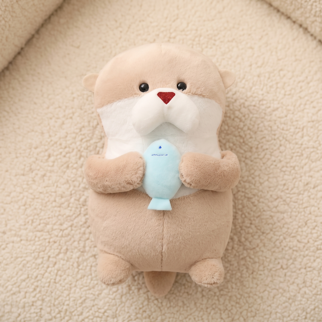 Otter knuffel met vis