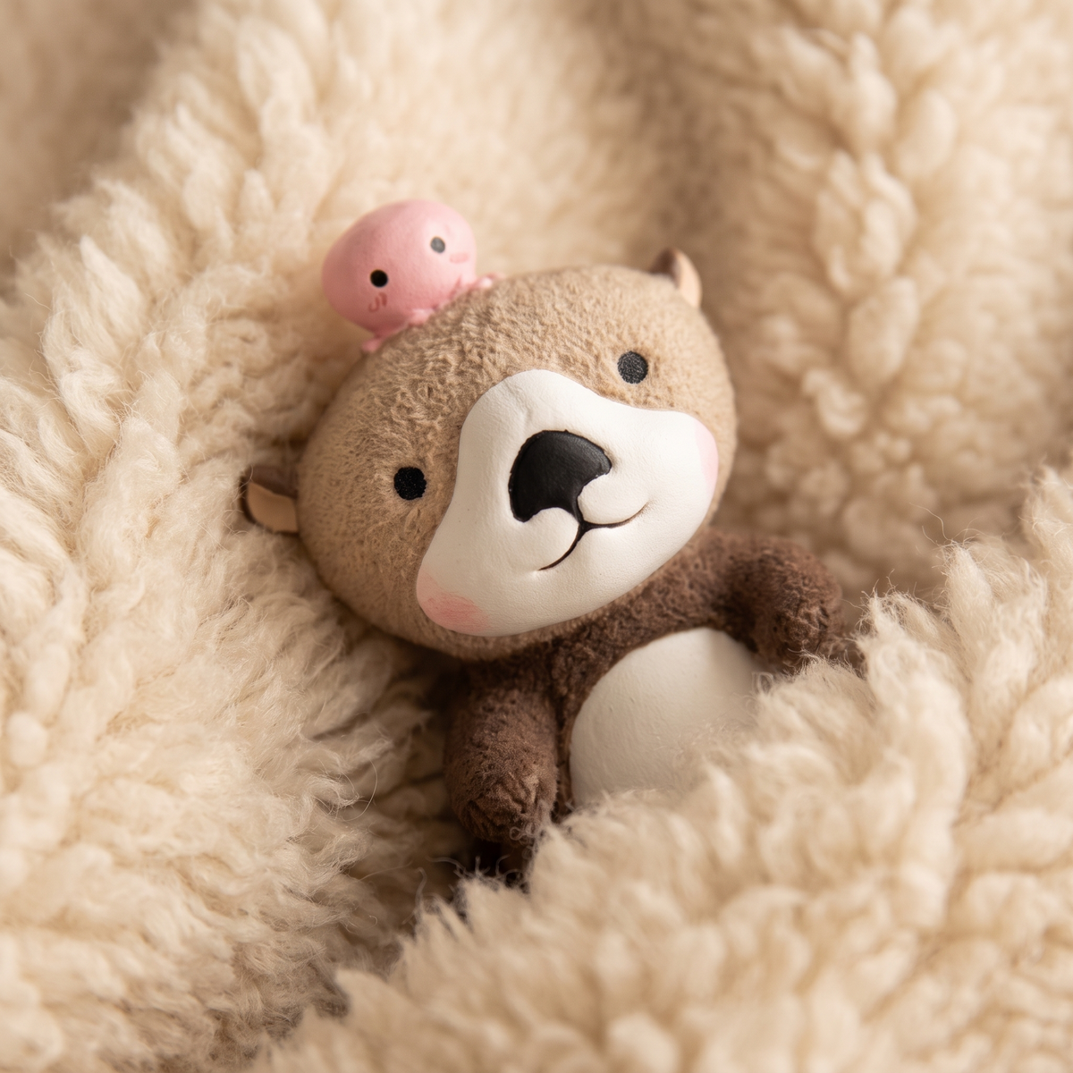 Otter knuffel met roze octopus