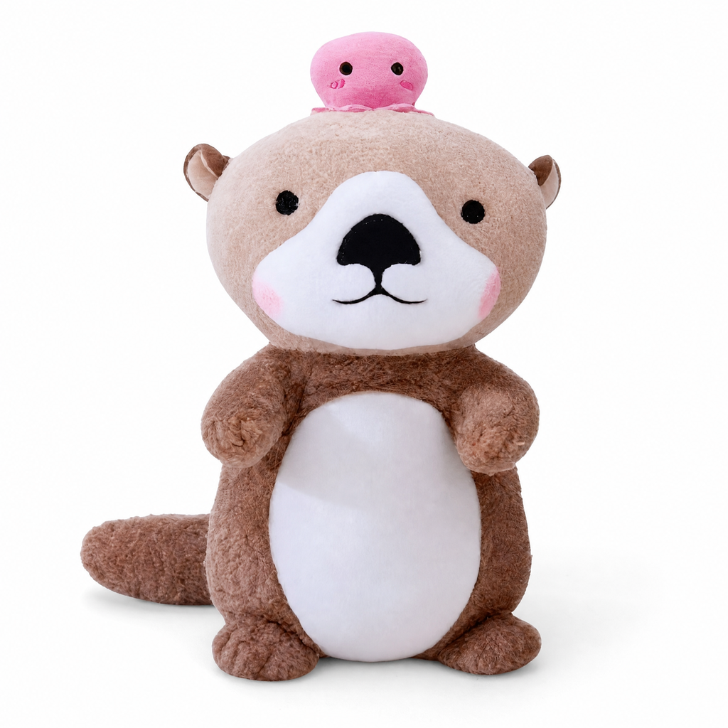 Otter knuffel met roze octopus