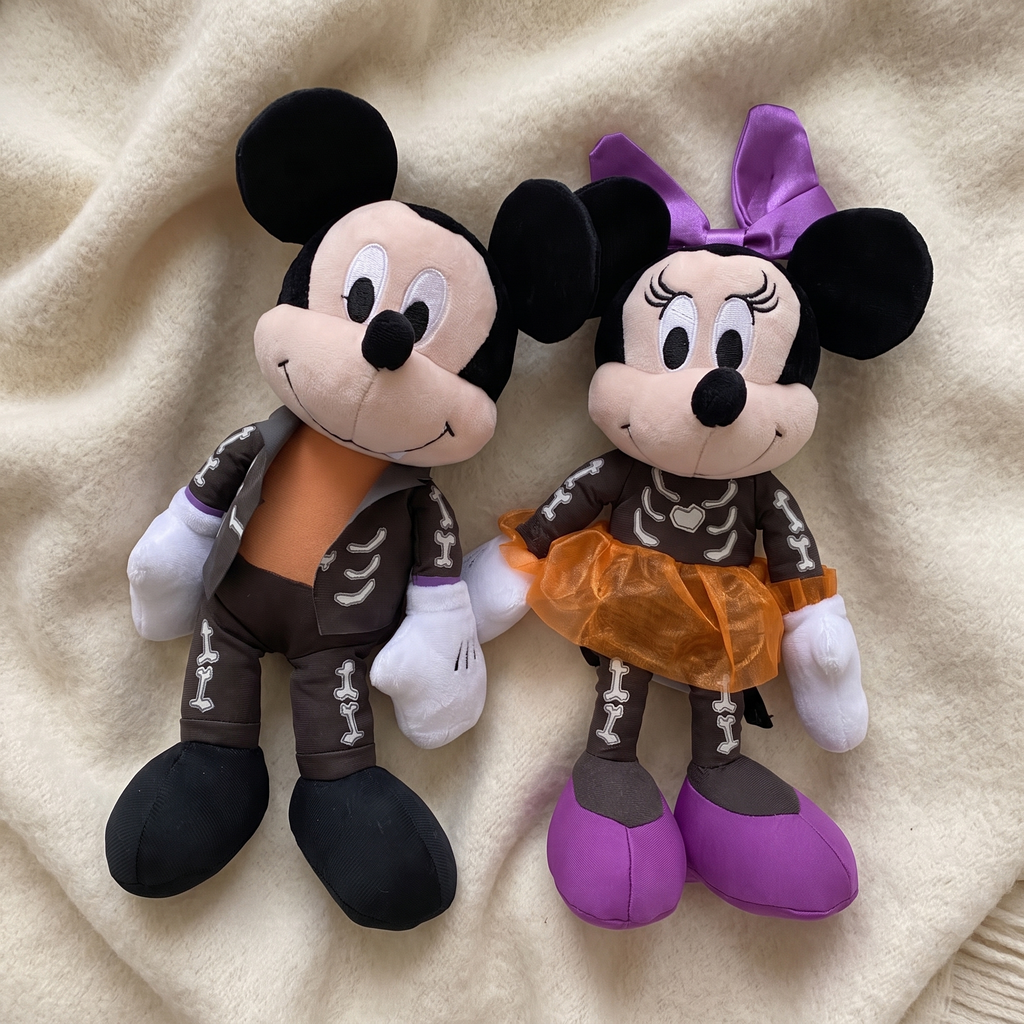 Mickey en Minnie knuffel Halloween skelet