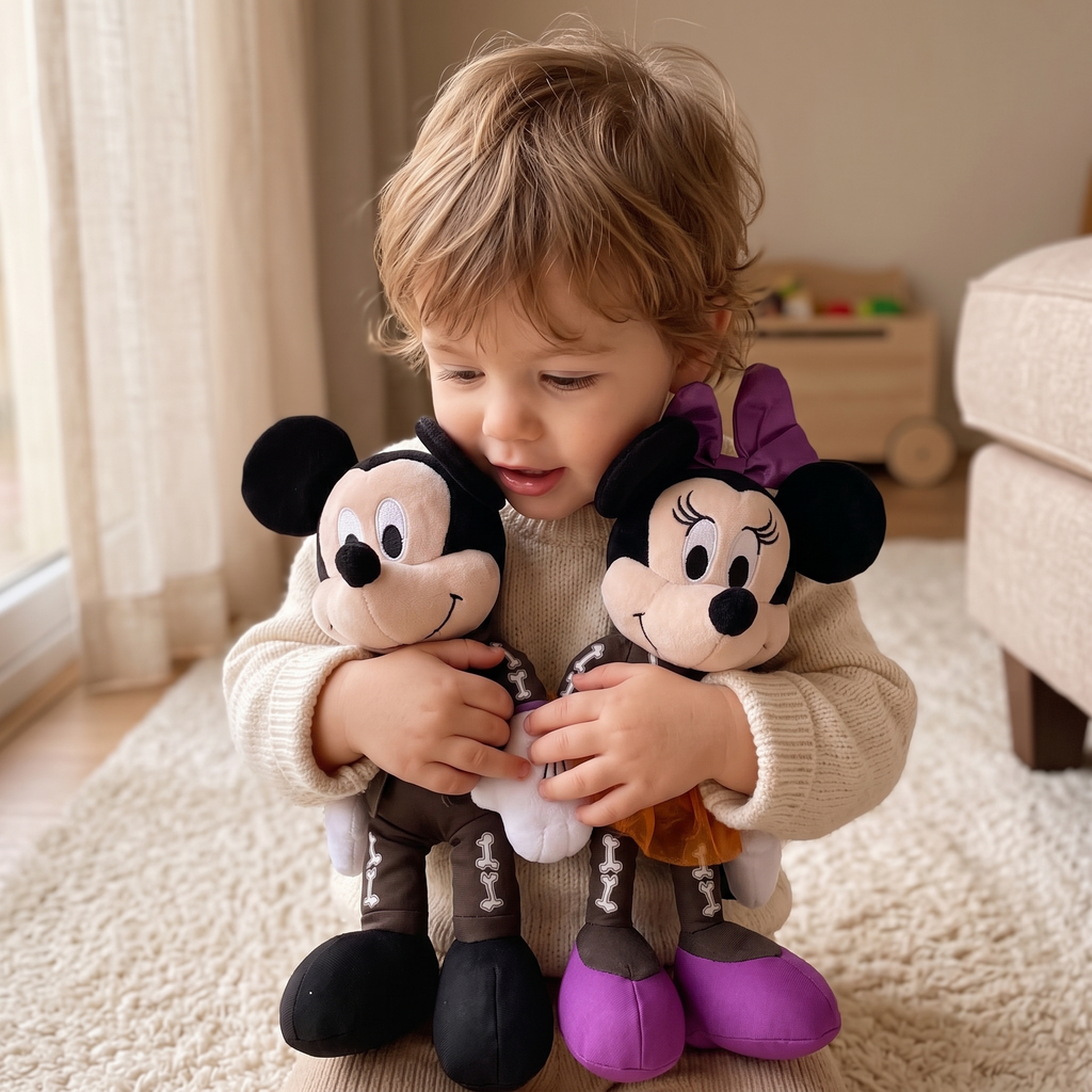 Mickey en Minnie knuffel Halloween skelet