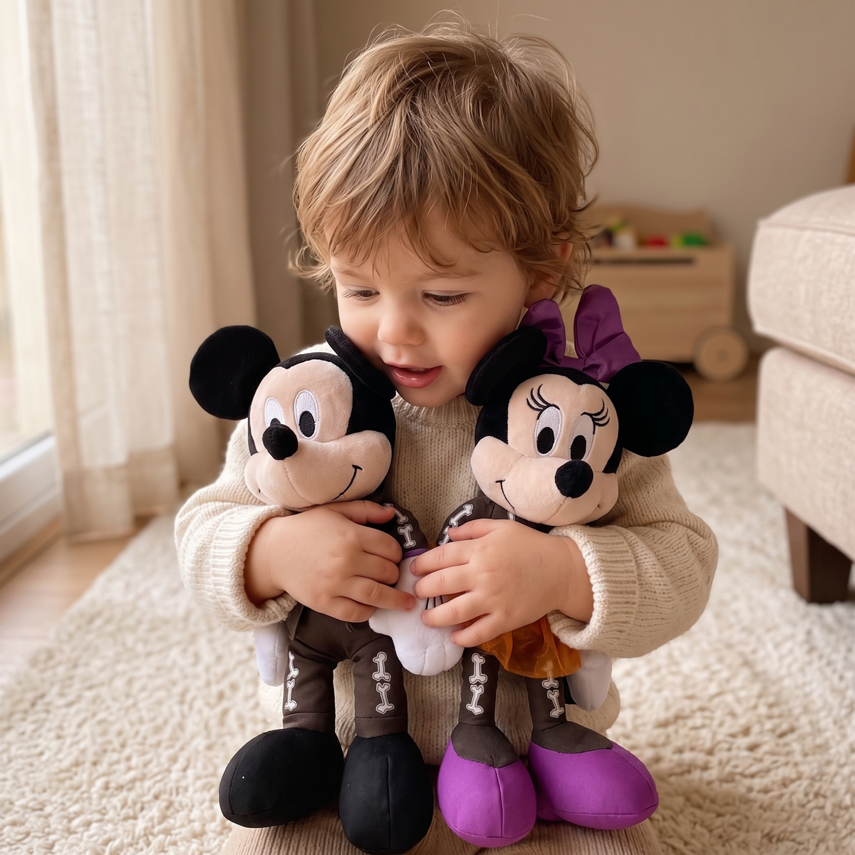 Mickey en Minnie knuffel Halloween skelet