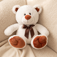 Witte beer knuffel met bruine strik