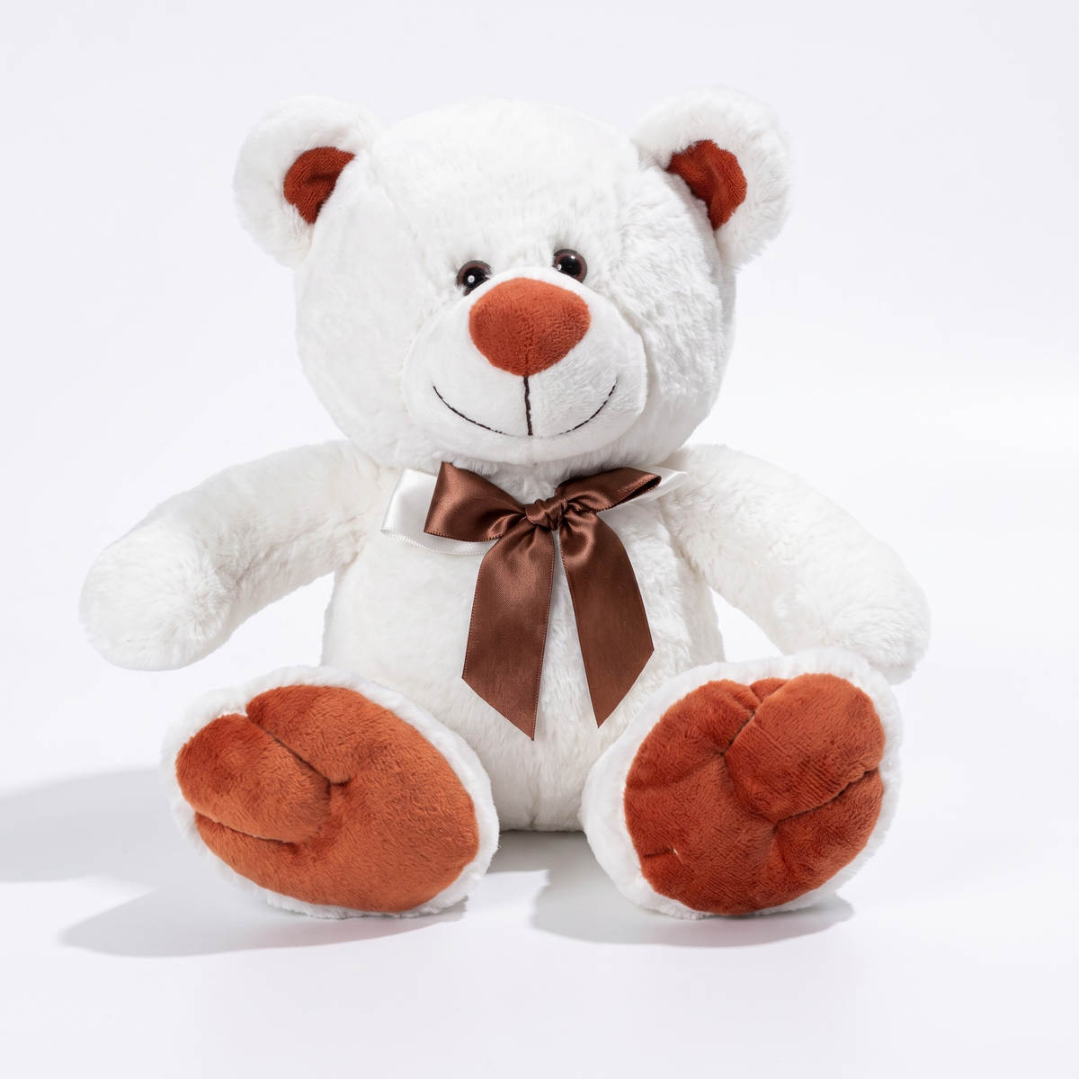 Witte beer knuffel met bruine strik