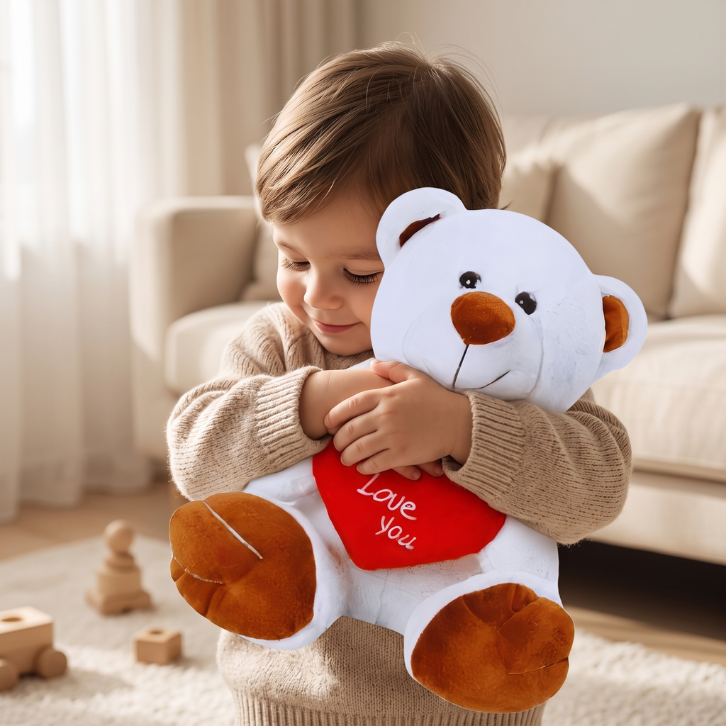 Witte beer knuffel met hart I Love You 33 cm