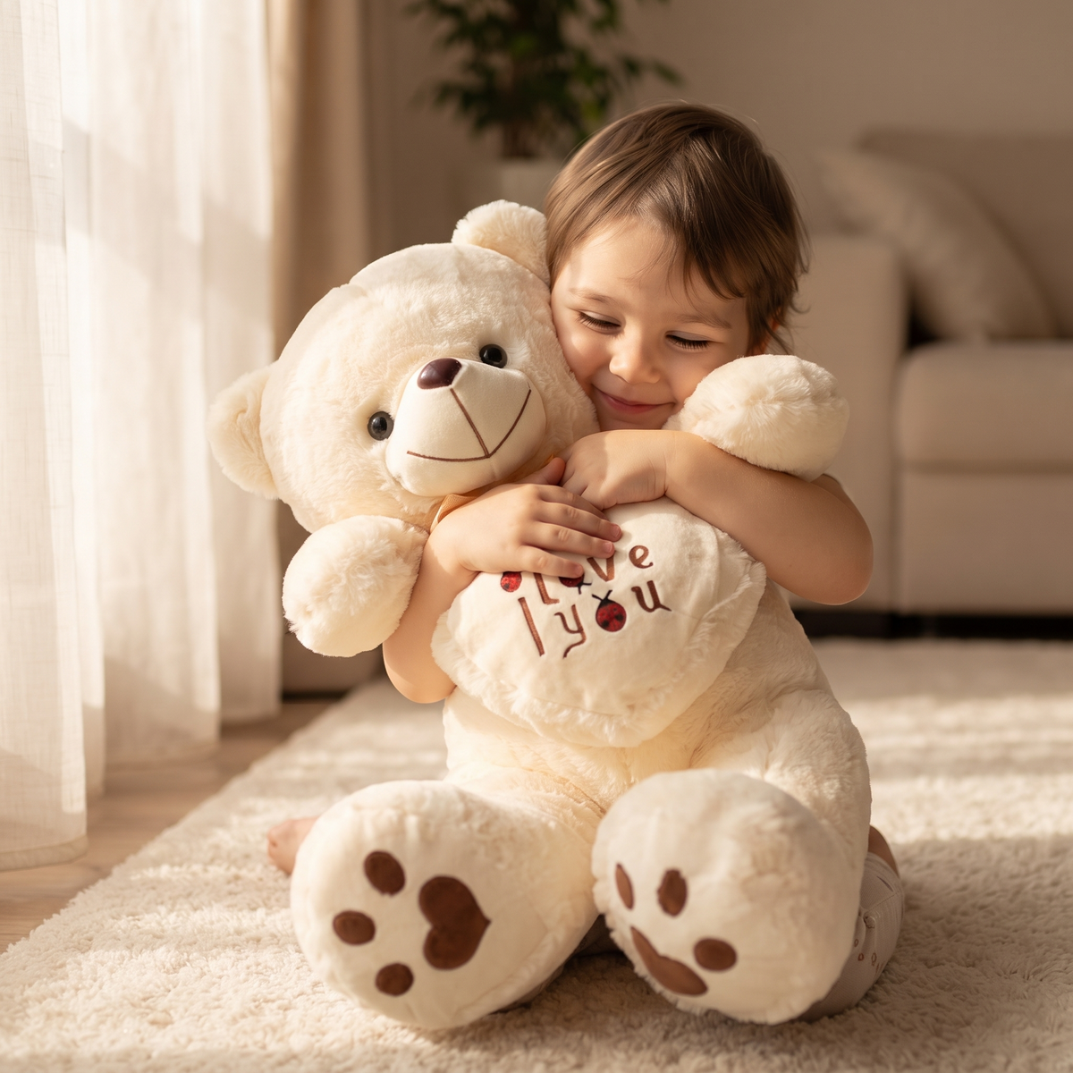 Beer knuffel met hart I Love You 50-70 cm