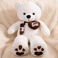 Reusachtige witte beer knuffel met hart Love