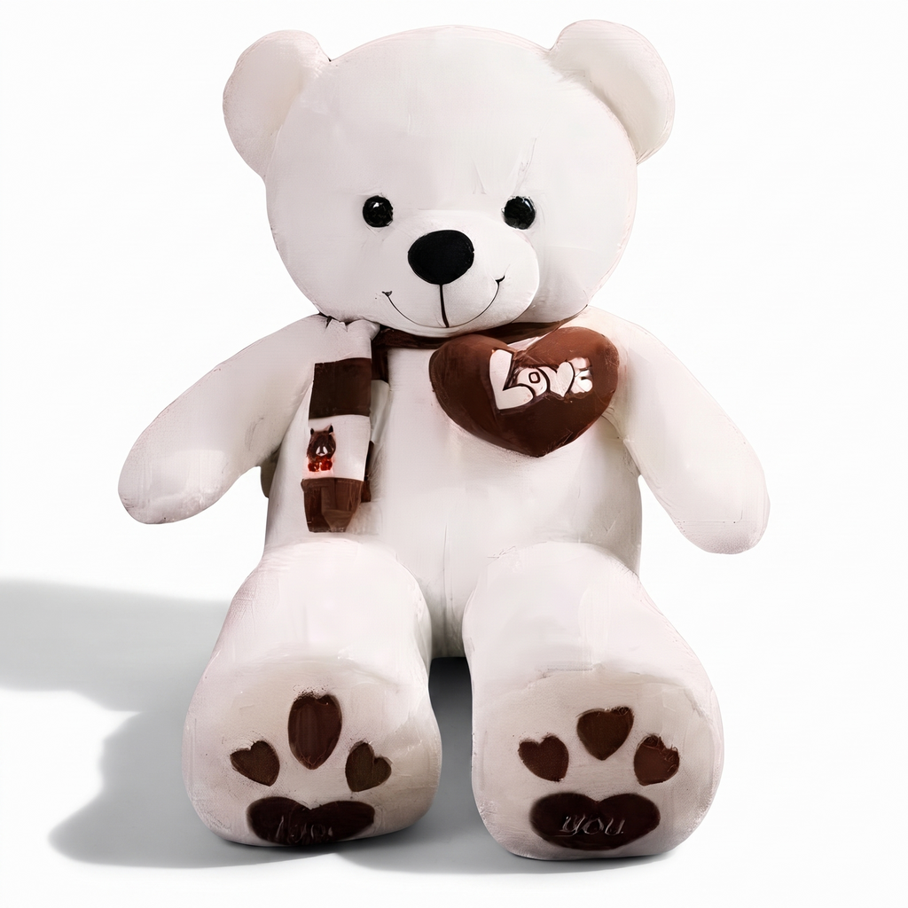 Reusachtige witte beer knuffel met hart Love
