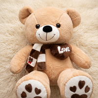 Reusachtige beige beer knuffel met hart Love