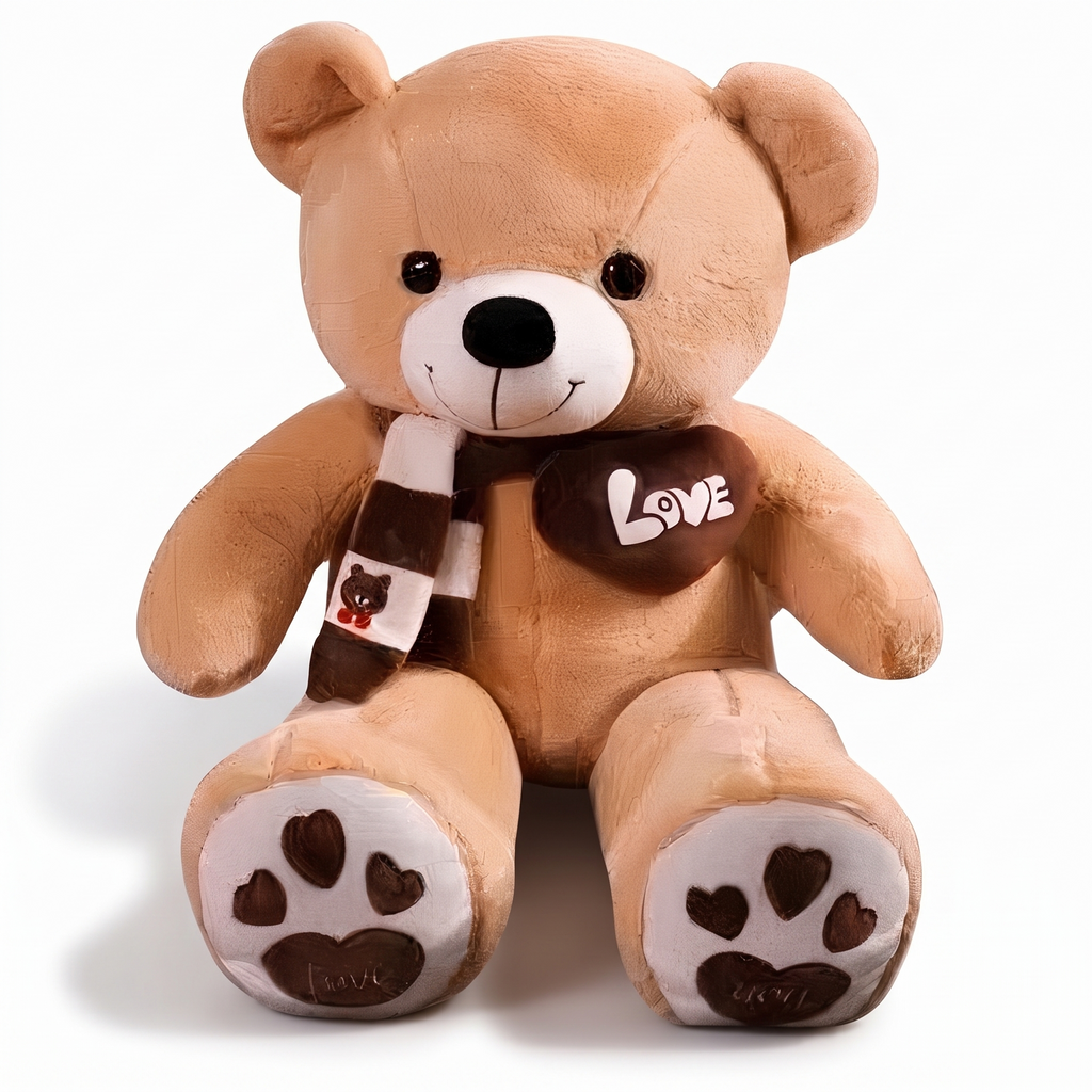 Reusachtige beige beer knuffel met hart Love