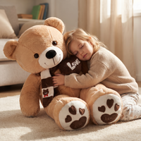 Reusachtige beige beer knuffel met hart Love